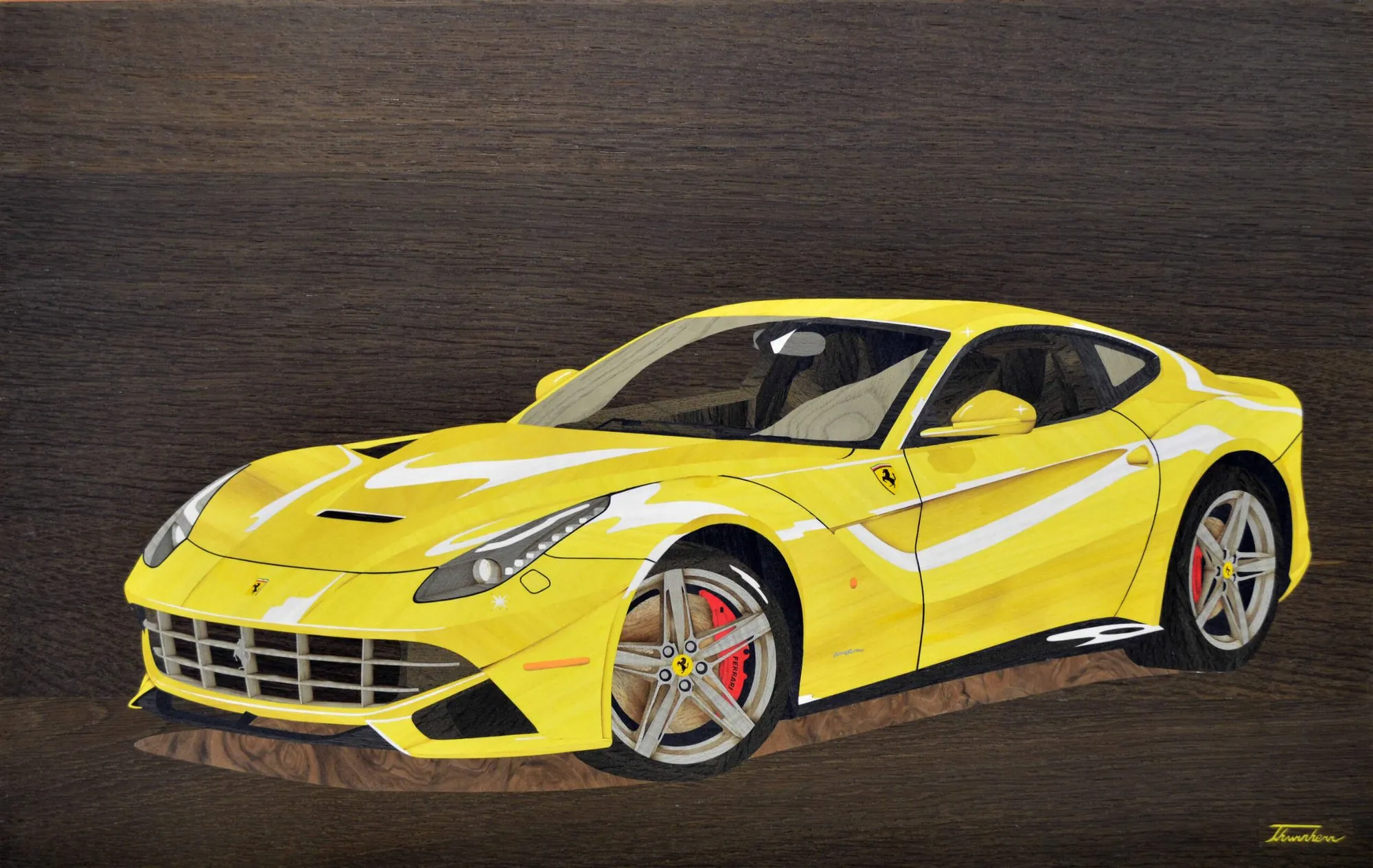 Ferrari F12 Berlinetta jaune, grand format 81×51 cm